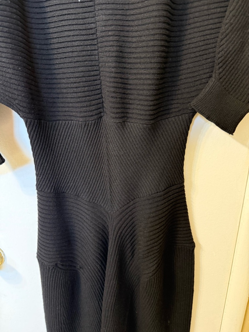 Anthropologie Black Smocked Waist Ribbed Sweater Dress Size M - Picture 11 of 13